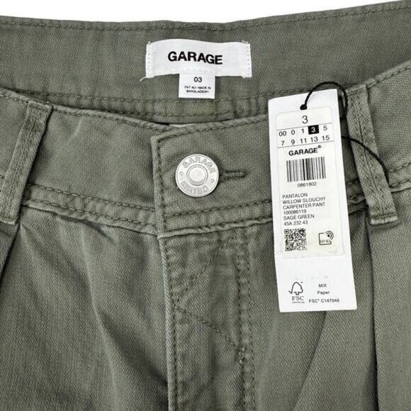 Garage Willow Slouchy Carpenter Pant In Sage Green Size XS - Picture 4 of 6
